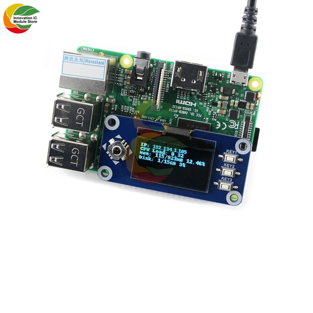 1 3-дюймовый OLED-дисплей HAT SH1106 128x64 ЖК-панель расширения Интерфейс 4-Wire / 3-Wire I2C