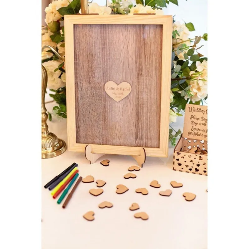 Деревенская Свадебная Гостевая книга Персонализированная Коробка с подвеской в