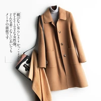 double sided cashmere coat womens middle long new high end korean slim elegant doll collar woolen overcoat thickened outwear