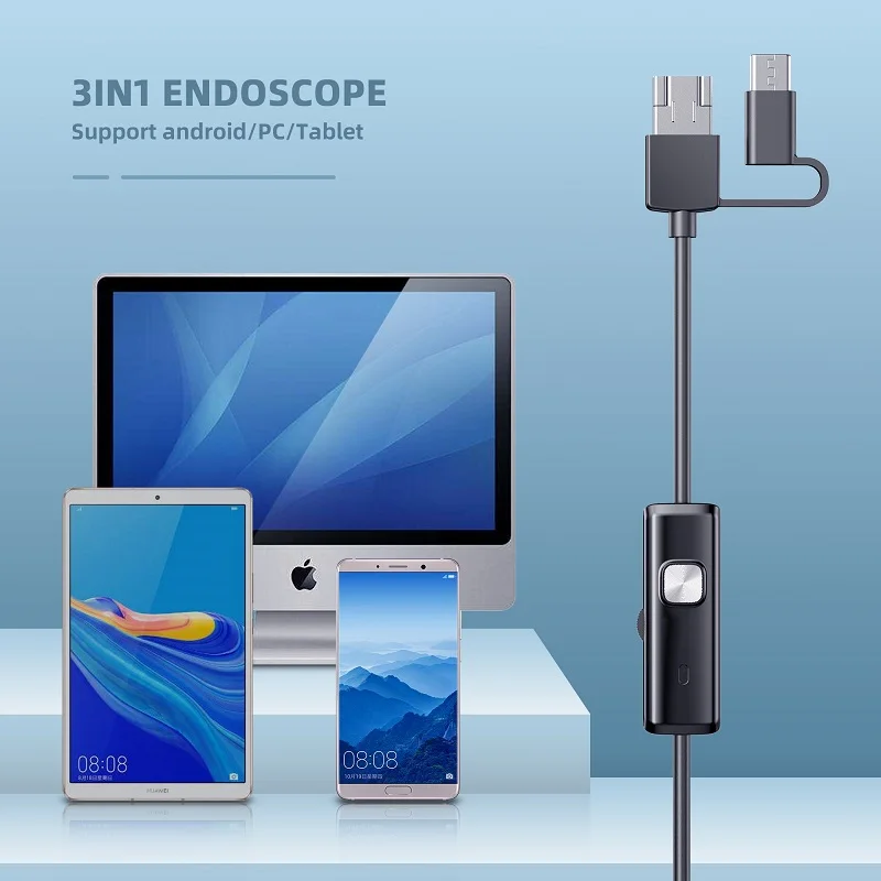 Эндоскоп Tpye-c на Android бороскоп с объективом 7 мм 3 в 1 USB Micro 6 светодиодов