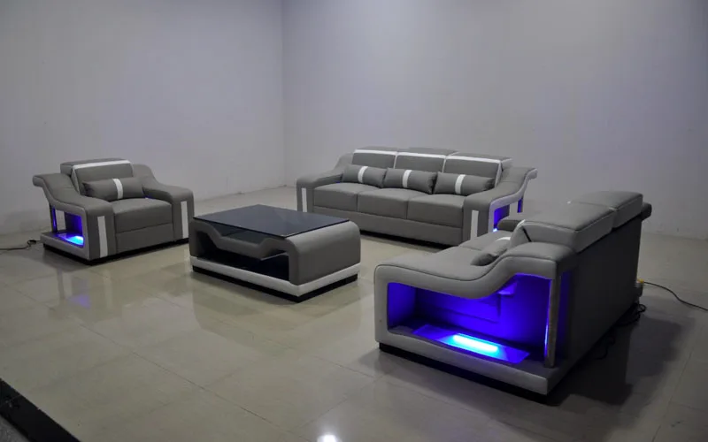 Современный Кожаный Диван со светильник кой|Наборы для спальной| |