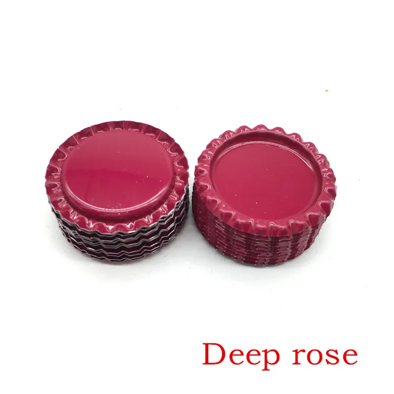 Deep rose Новое поступление, 24 цвета, с обеих сторон, металлические фланцевые крышки для бутылок без отверстий, плоские крышки для бутылок для ожерелья, украшения для волос - Цвет: Deep rose