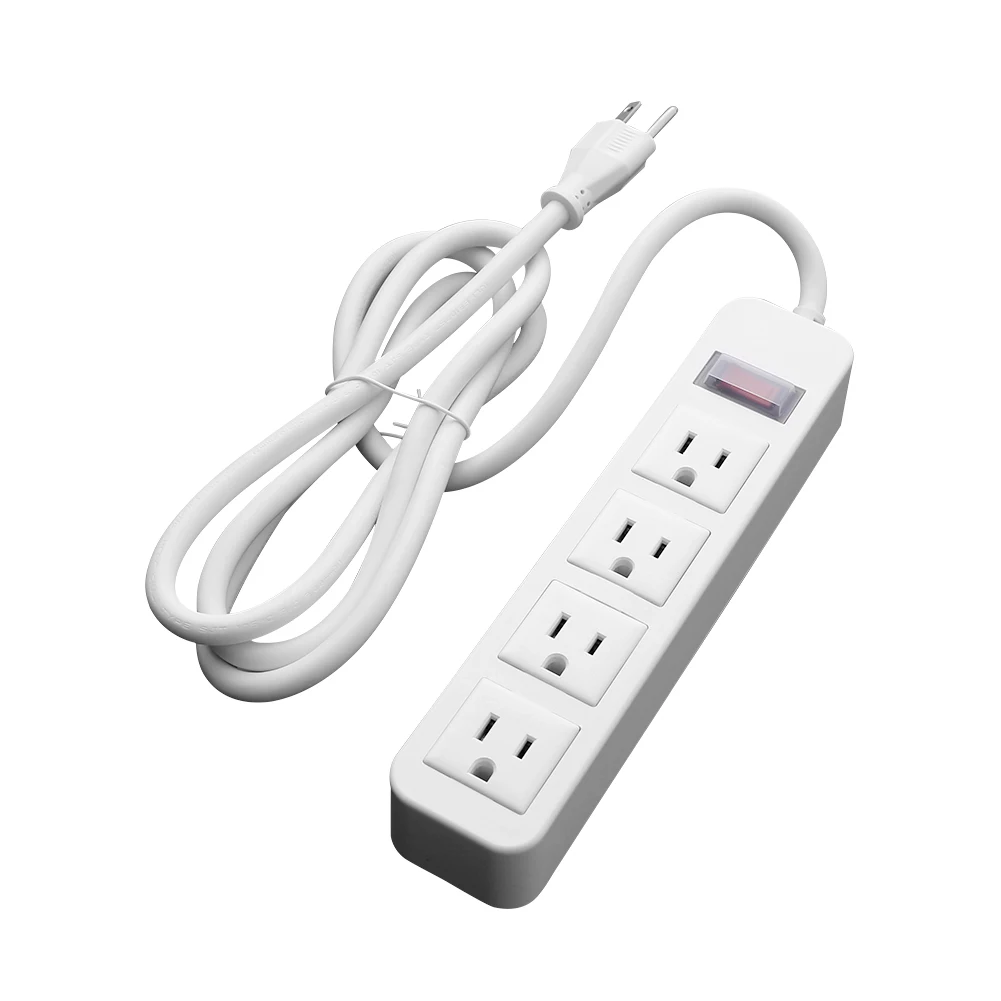 

Outdoor Power Strip Anti-Electric Shock Weatherproof Flat Plug 4 Outlets for Home Garden Patio 1500W US Plug