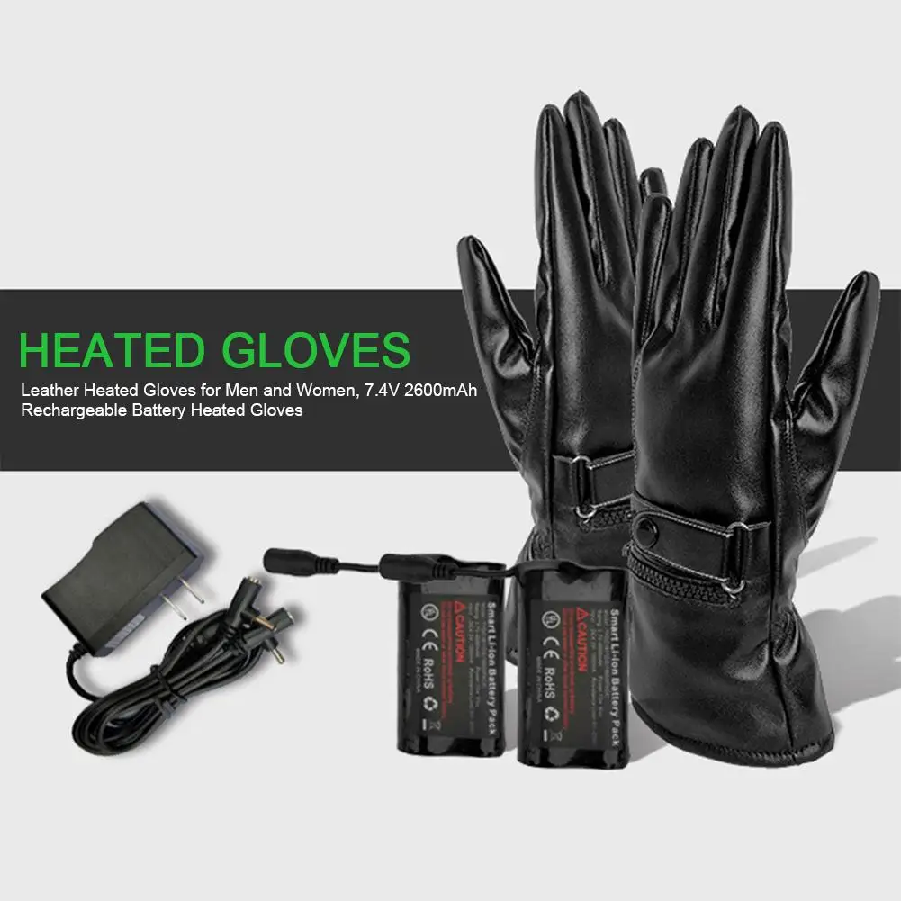 Кожаные перчатки с подогревом для мужчин и женщин 7 4 V 2600mAh перезаряжаемые батареи