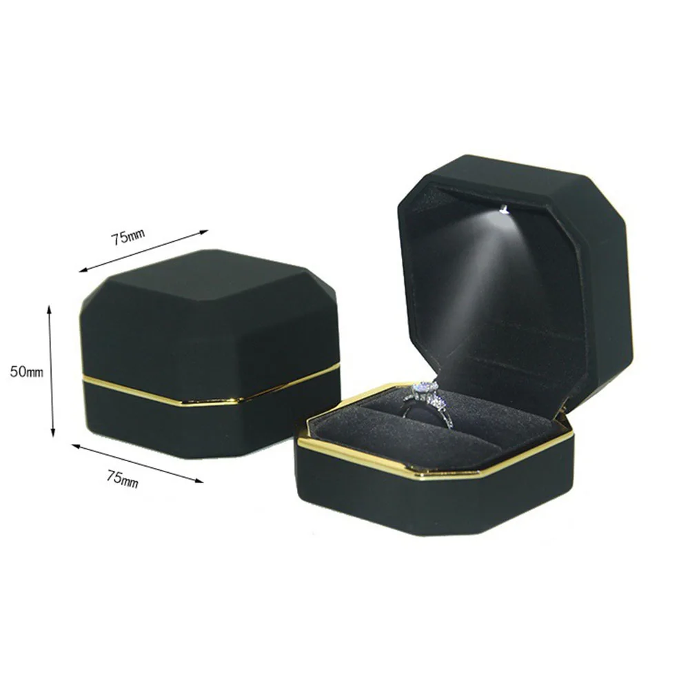 

Octagonal LED Light Ring Jewelry Storage Box Organizer Valentine Day Gift Case