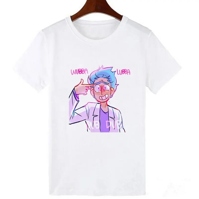 

New Korean Style Funny White T Shirt Women Print Rick Short-sleeved Fashion Casual Tshirt Oversize Women Tops Tee