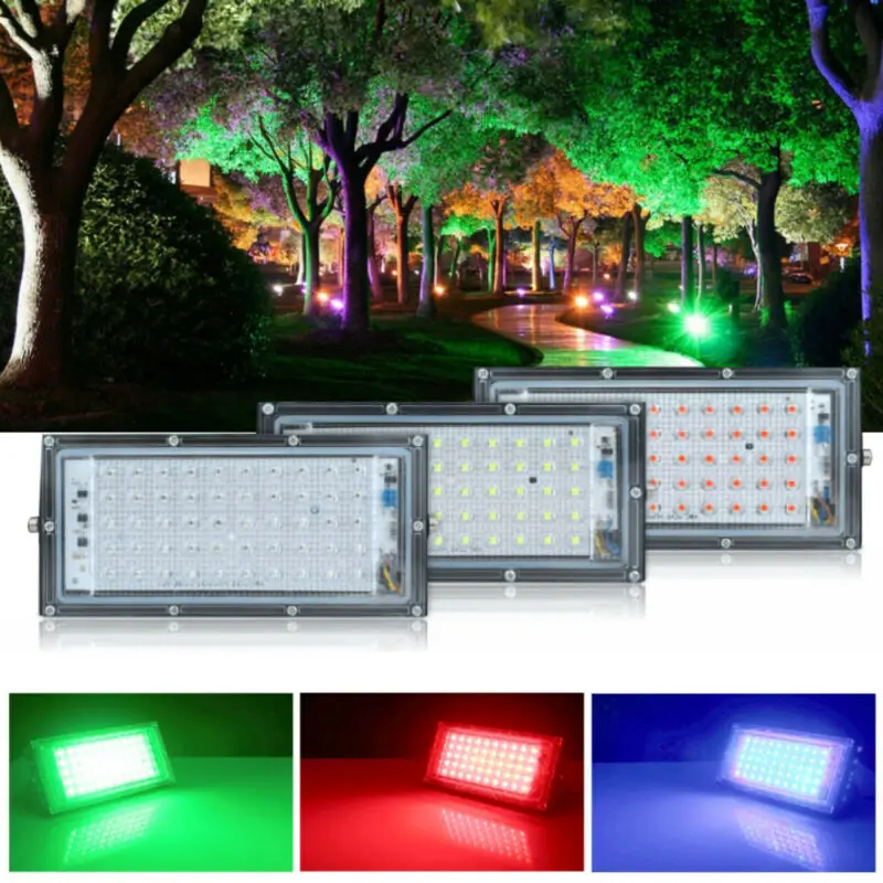 

LED Flood Light AC220V-240V Waterproof Ip65 50W Red/Green/Blue/White Outdoor Garden Projector Lighting LED Reflector Street Lamp