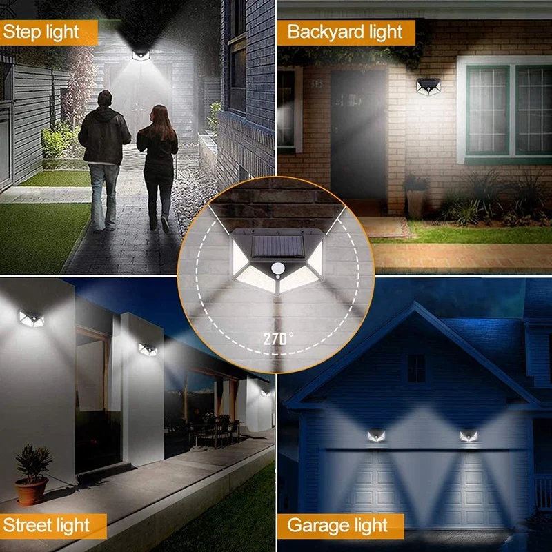 

4PCS Solar Lights 100 LED Motion Sensor Light 3 Mode Night Light Solar Powered for Step Stair Garden Fence Driveway