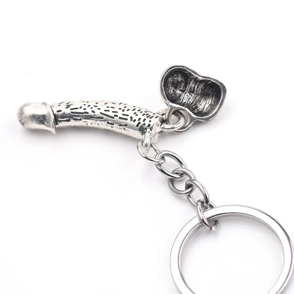 Модные брелоки для репродуктивных органов Серебристый сплав мужчин сексуальный