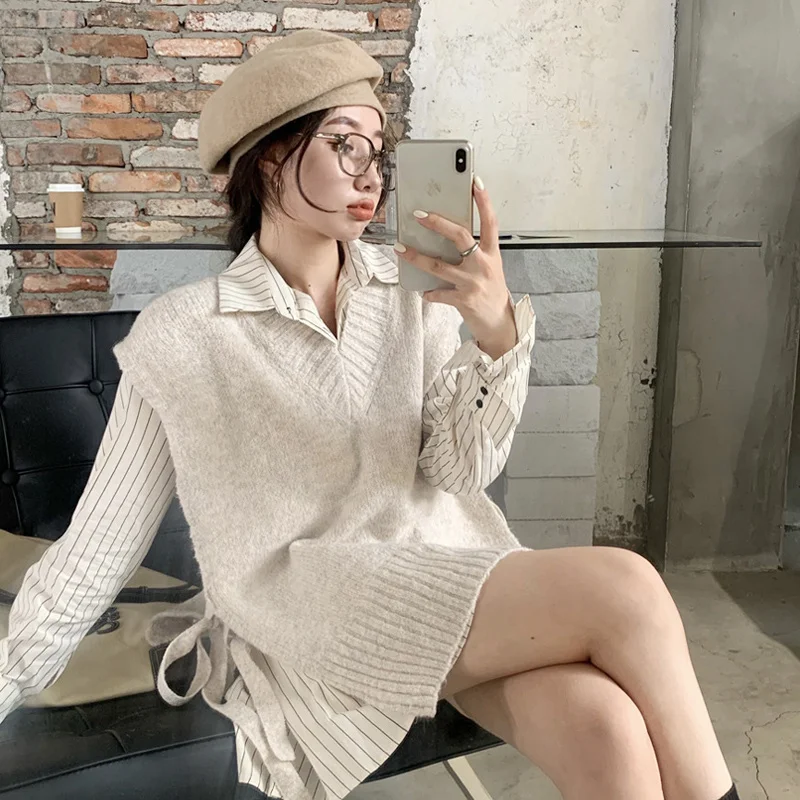 Трикотажный жилет с V-образным вырезом женская одежда на весну и осень носите