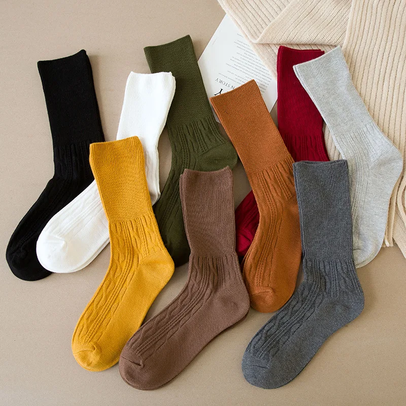 Women's Socks 2022 New Fashion Japanese Style Color Cotton Socks Middle Tube Casual Socks Harajuku Style Breathable  Long Socks