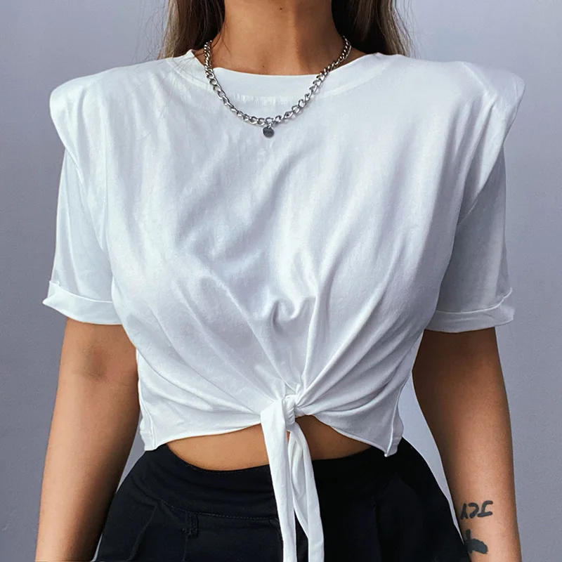 

Knotted Niche T-shirt Women's Short Sleeve 2021 Slim Chic Top Women's Navel