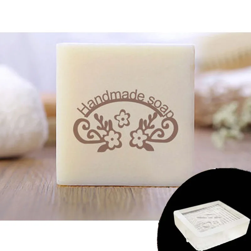 Цветочные листья Мыло ручной работы и буквенный узор прозрачное акриловое