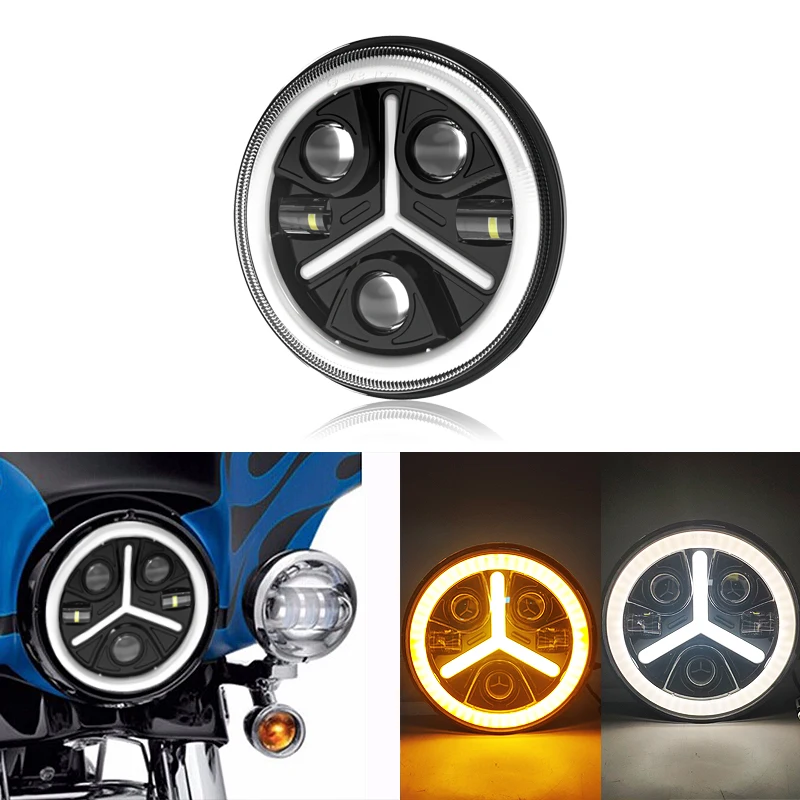 Светодиодная мотоциклетная фара 80 Вт круглый прожектор 7 дюймов налобный фонарь