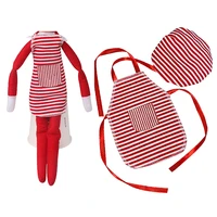 3pcsset christmas doll clothes red striped kitchen apron set chef hat toys for children accessories gift