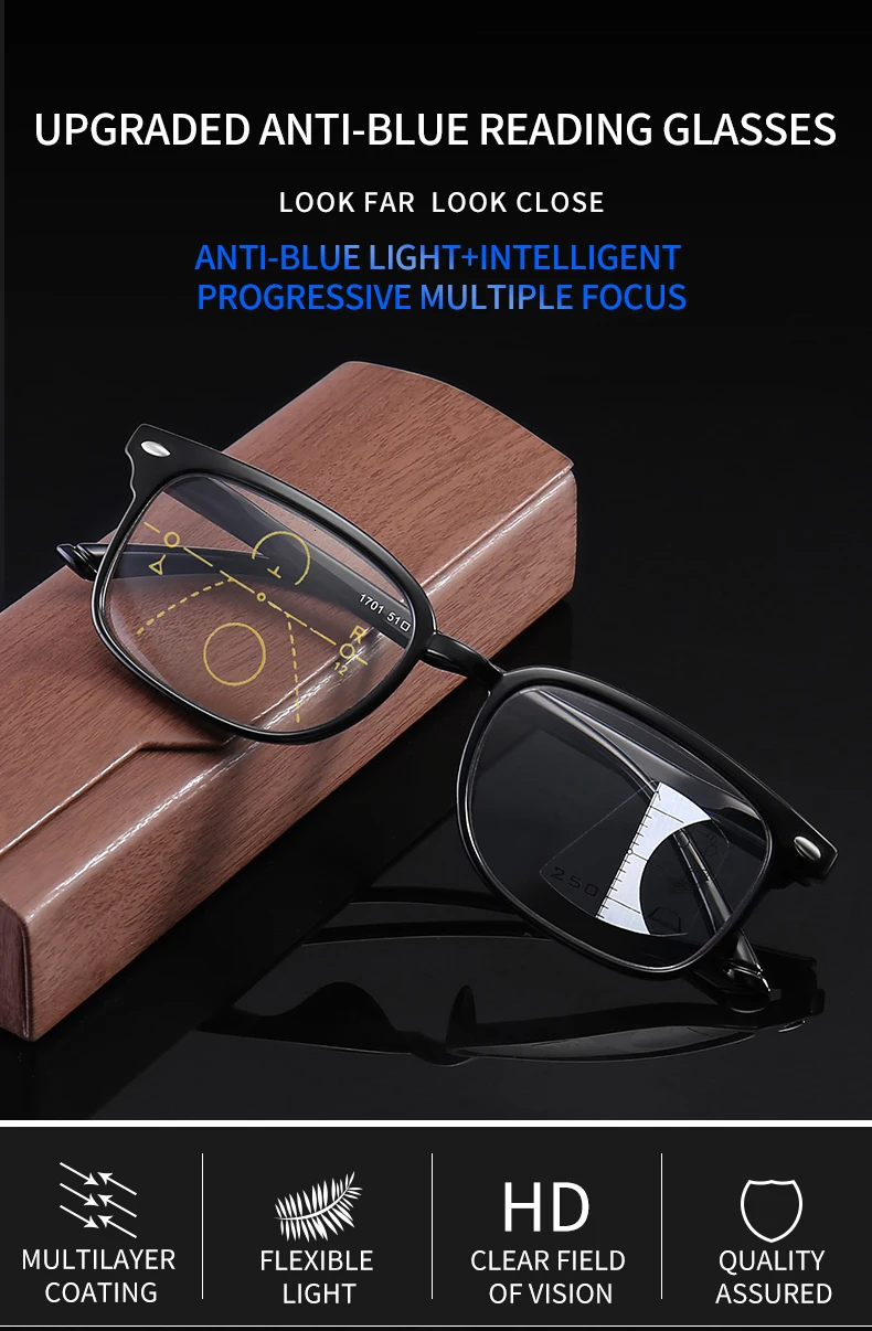 2020 анти синие многофокальные очки для чтения женщин и мужчин почти прогрессивные