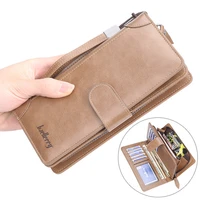 new mens leather clutch vintage business long wallet phone bag multifunctional zipper coin purse passport case gifts for men