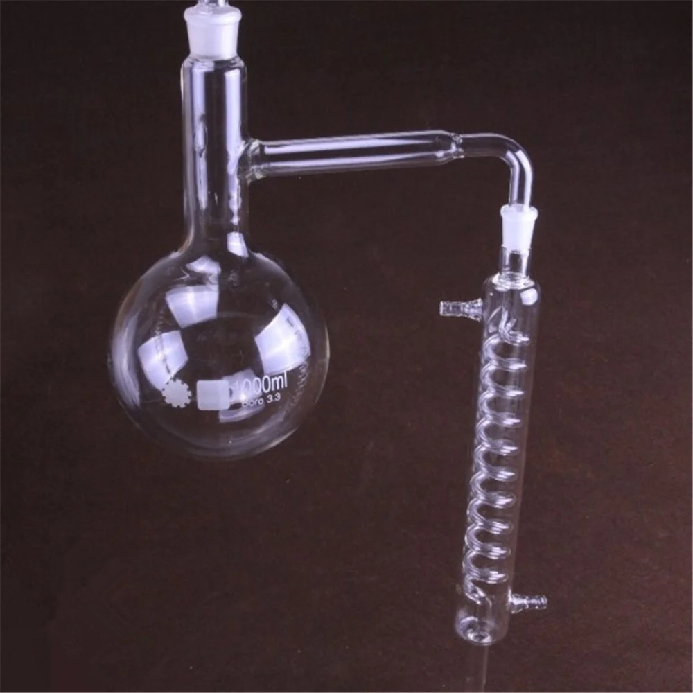 Excellent Quality 1000ml Distillation Apparatus Lab Glassware Kit DIY Distillation Kit Lab Supplies