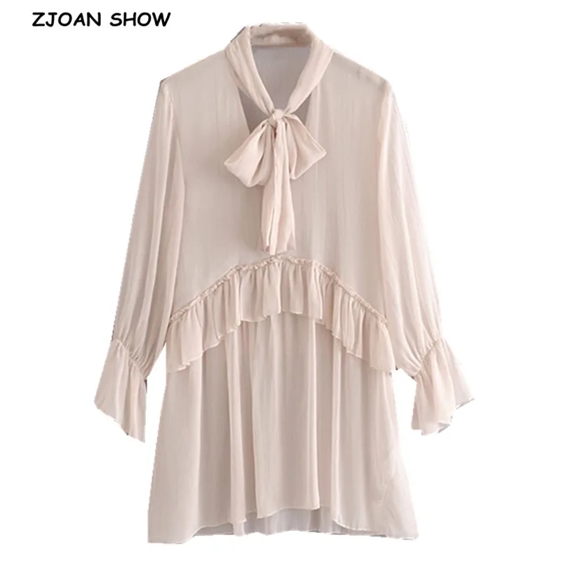 2019 Осенняя однотонная шифоновая рубашка с длинными рукавами и воротником