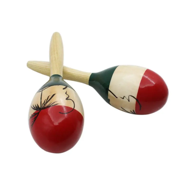 

1 Pair Maraca Wooden Coconut Design Painted Creative Stage Performance Orff Musical Instruments for Beginners 2021 New Hot Sale