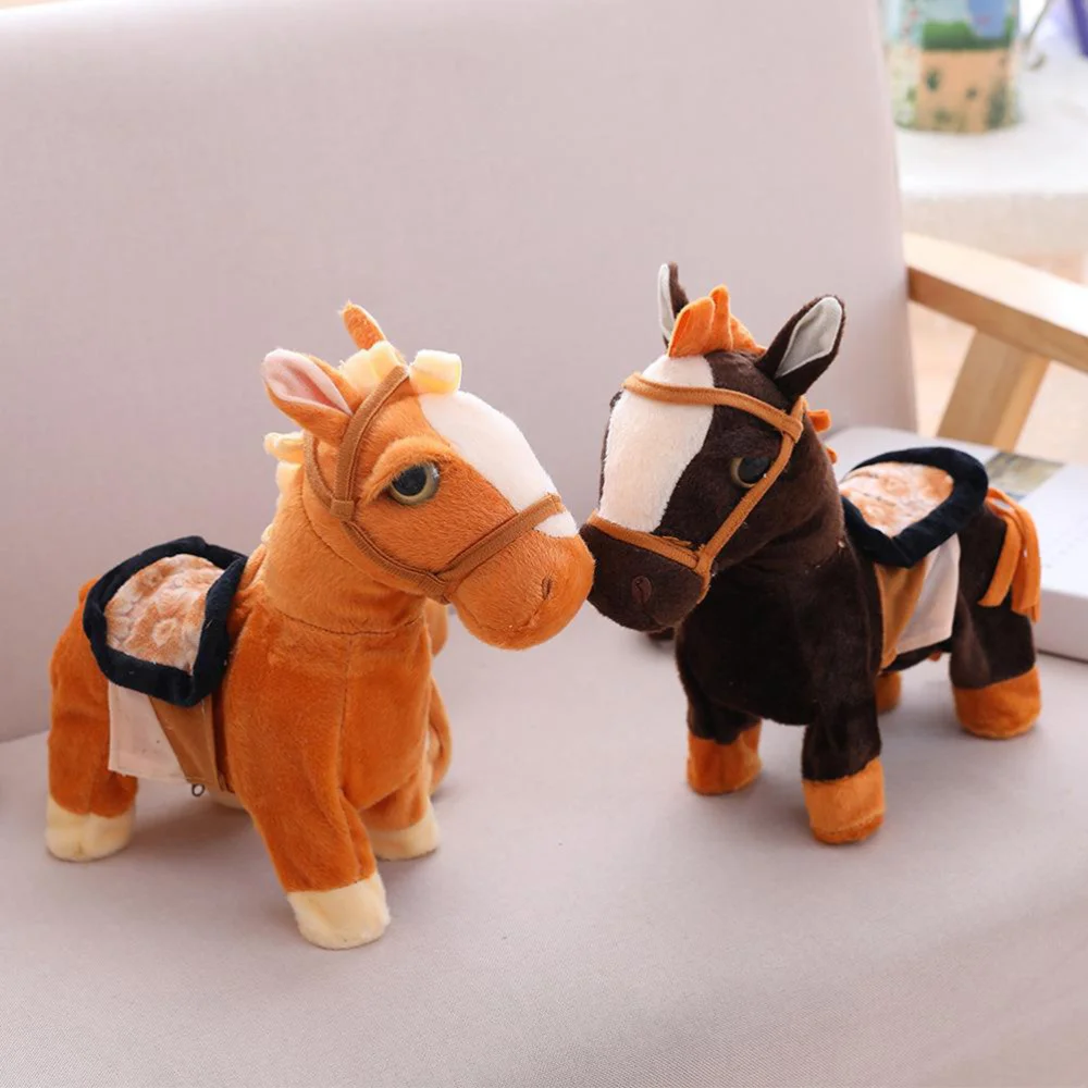 1 шт. электрическая лошадь плюшевая игрушка музыкальная танцевальная мягкая в