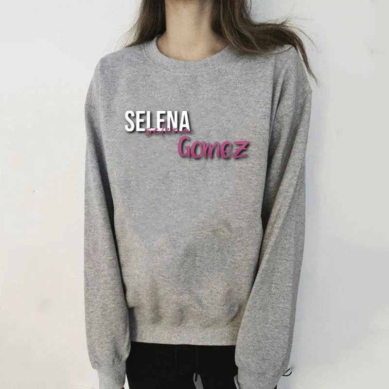 Женские толстовки пуловер модная одежда Selena Gomez kpop серая толстовка harajuku эстетика