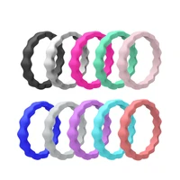 10pcslot wavy silicone rings flexible couple wedding engagement rubber finger ring food grade environmental silicon 3mm ring