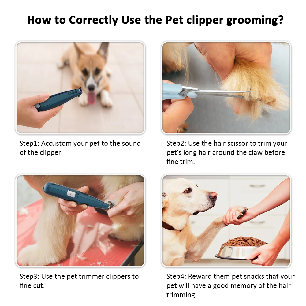 

Pet Grooming Kit Dog Cat Hair Trimmer USB Rechargeable Pets Clippers Machine Scissor Nail Grinding Hair Trimmer Foot Hair