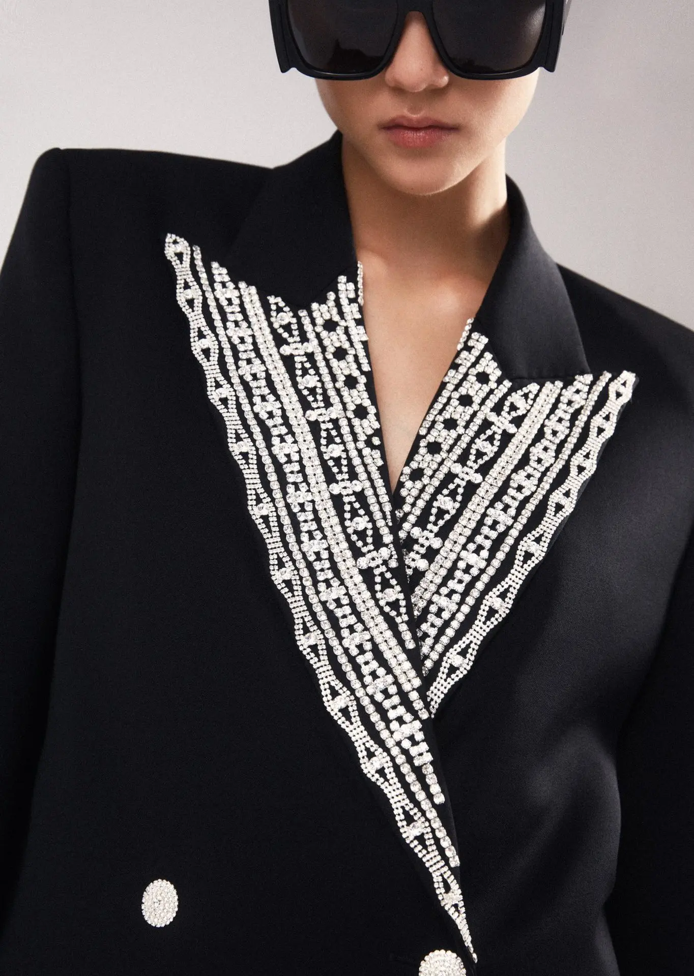 

Сезон весна; Роскошная 2021SS для женщин Высокое качество бриллиантами черный 100% шерстяной пиджак на каждый день; Повседневная женская верхня...