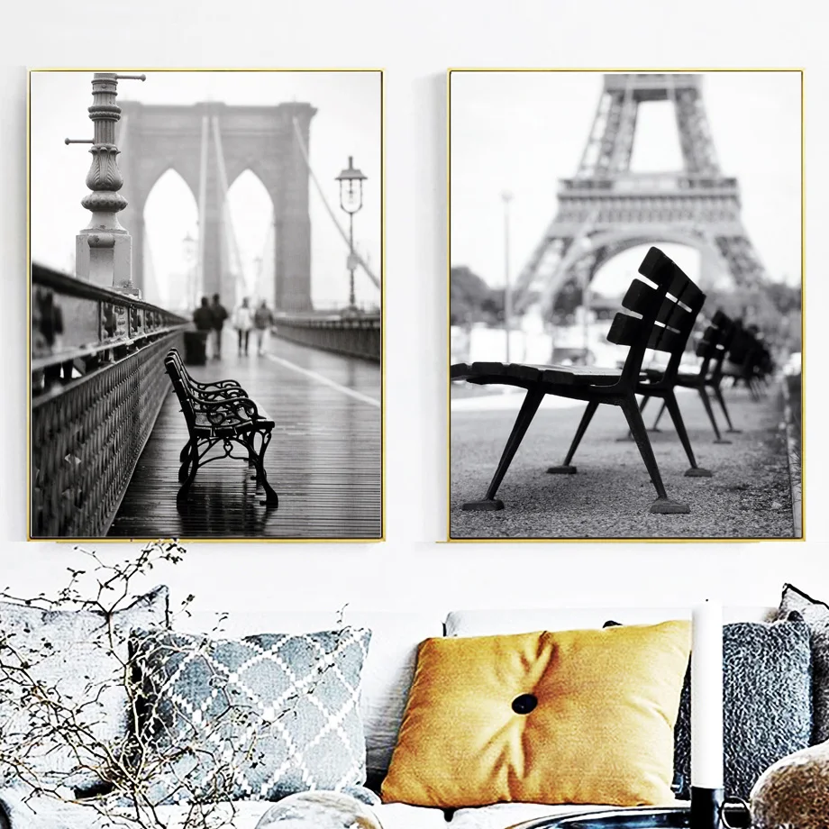 Парижский городской пейзаж настенная живопись на холсте скандинавские плакаты и