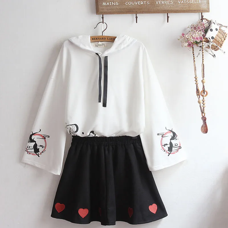 Аниме толстовки с капюшоном и юбка в стиле Харадзюку Fushimi Inari женский весенний