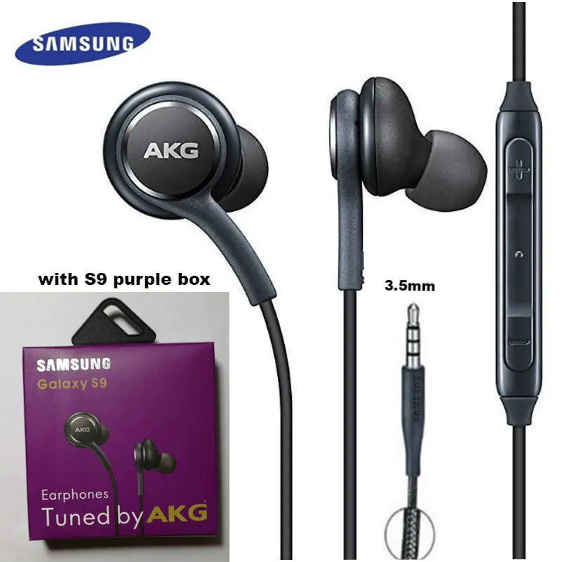 Наушники samsung AKG EO IG955, 3,5 мм/type c, наушники-вкладыши с микрофоном, проводная гарнитура для смартфонов samsung Galaxy note10 S10 S9 S8 S7 S6 huawei - Цвет: S9 with purple box