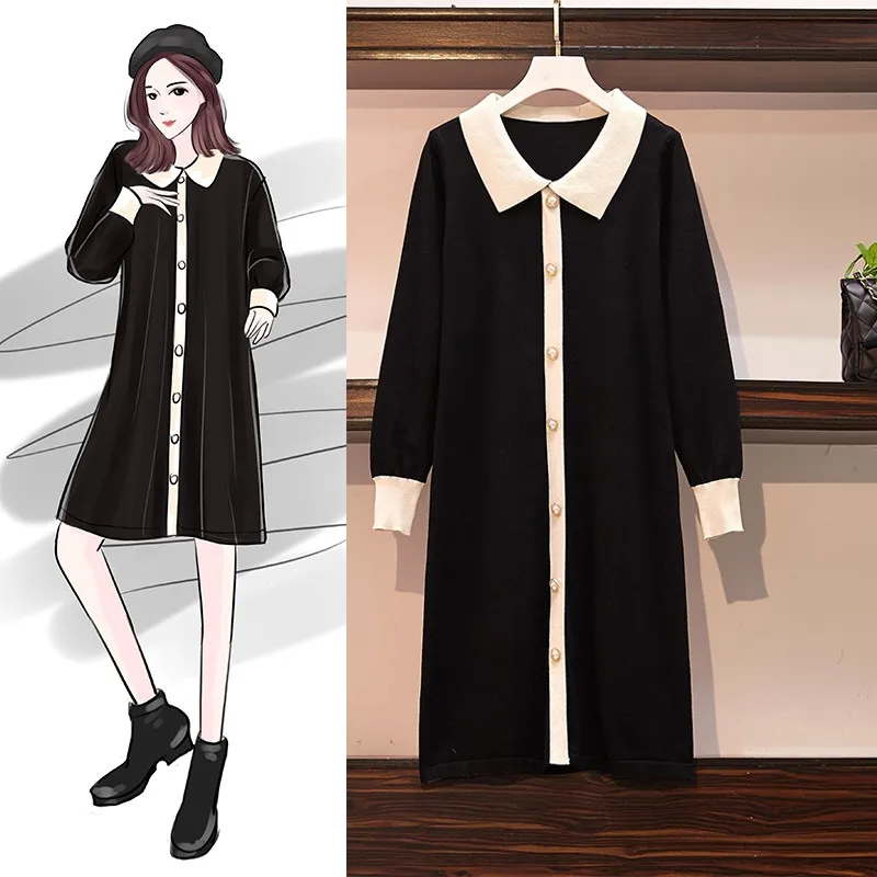 

Пуловер Parchwork, платье-свитер для женщин, Осень-зима 2021, однобортный вязаный джемпер с длинным рукавом, женская трикотажная одежда, платья, од...