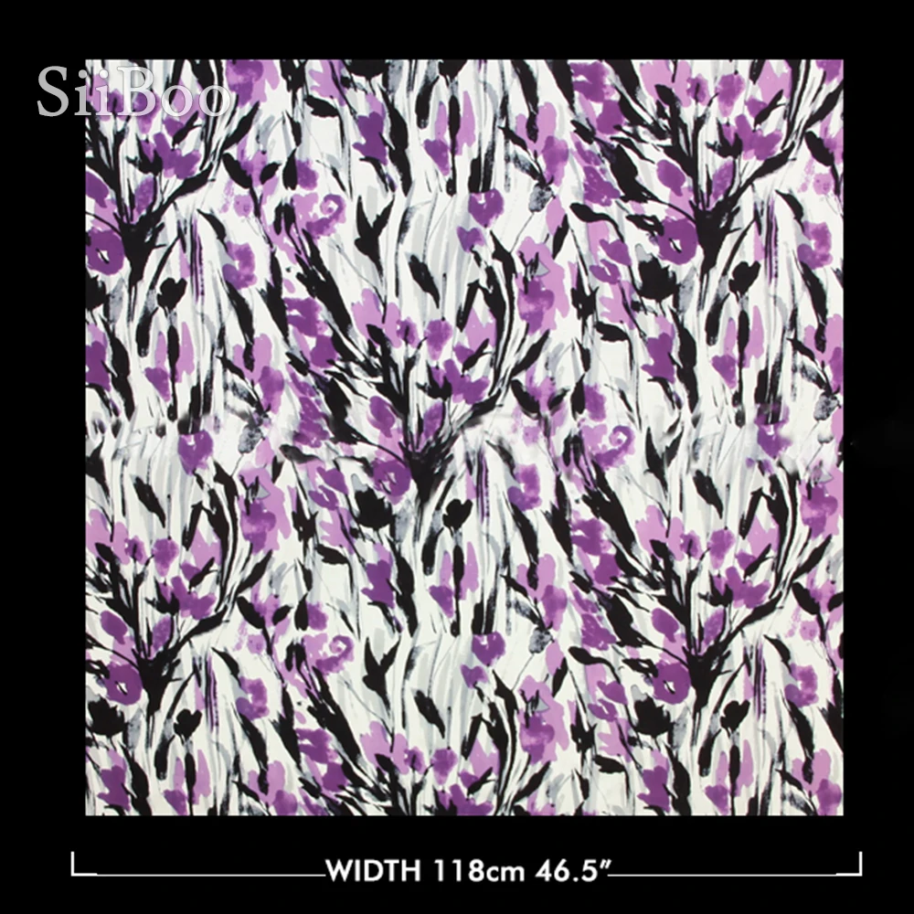 Американская Красивая фиолетовая шелковая ткань из спандекса с цветочным