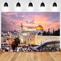 jerusalem city photography backdrop happy birthday party light evening photo background studio prop decoration banner