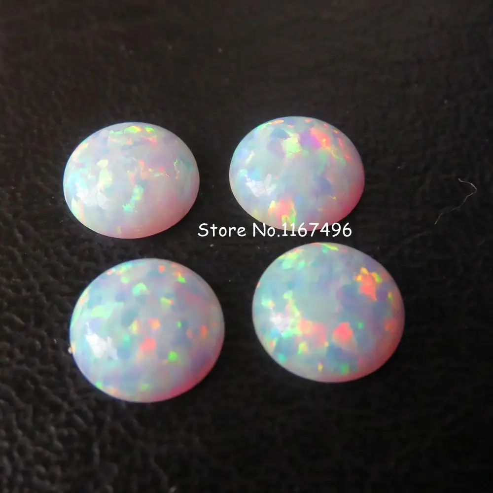 100 шт./лот 8 мм синтетический круглый кабошон Опал Камень Круглый Белый огненный