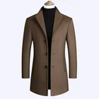 Мужская зимняя куртка, классическое шерстяное и черное пальто, модные элегантные мужские шерстяные повседневные приталенные шерстяные куртки, пальто, новинка 2021