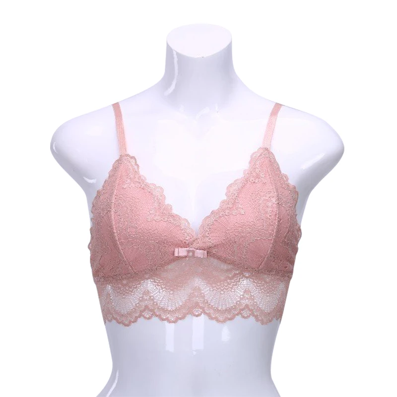 Женственная Дамская обувь бюстгальтер кружевной с цветочным узором без косточек