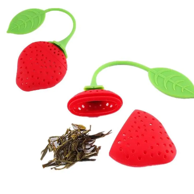 

Strawberry Design Tea Infuser Silicone Loose Tea Leaf Strainer Herbal Spice Infuser Filter Tools Strainer for Tea Bag Wholesale