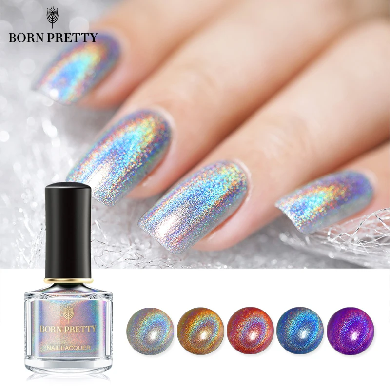 Born pretty, голографическая Лазерная лак для ногтей 6 мл Лак серии Flowish Сияющий Блестящий лак для ногтей