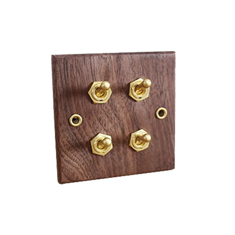 Высокое качество Тип 86 тумблер черный орехового дерева латунь рычаг 1-4 года Gang 2 Way