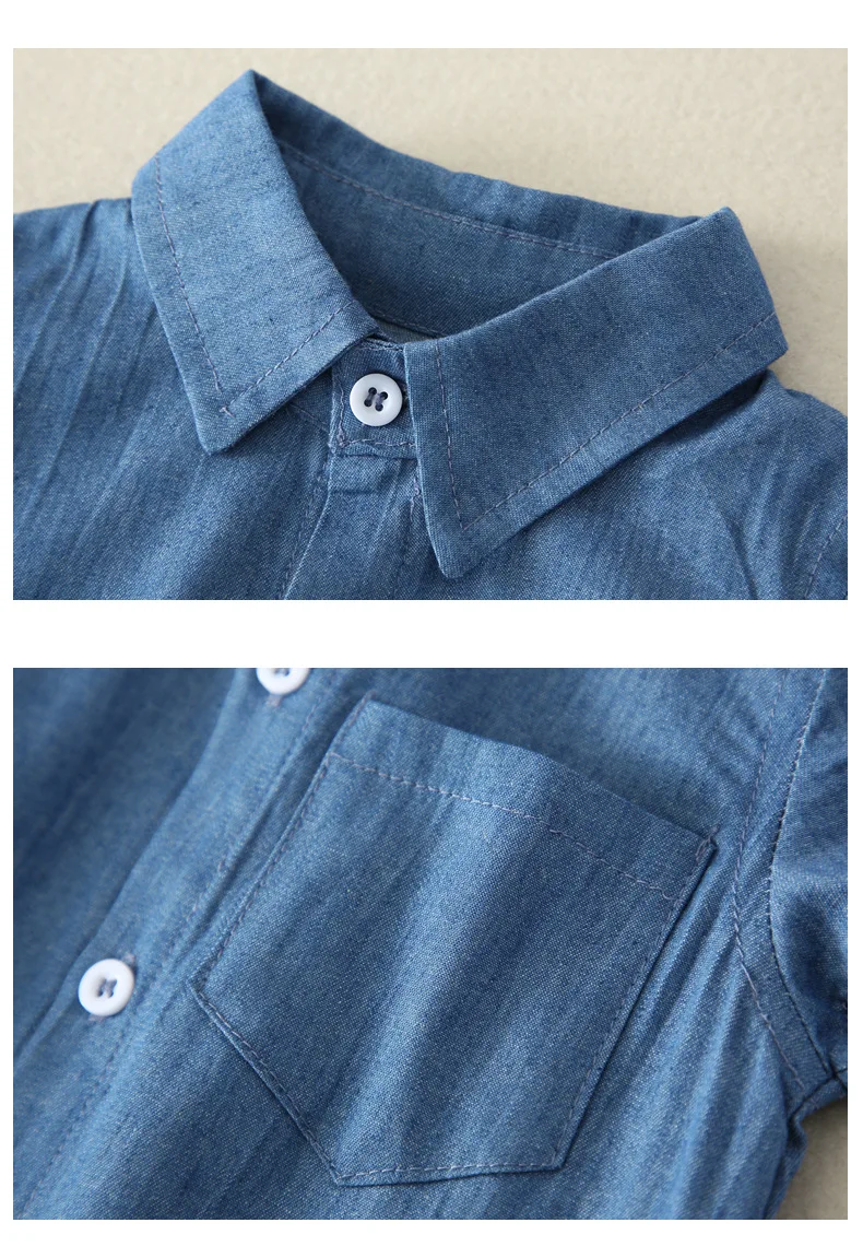 

Newborn Baby Sister And Brother Costume Boy Denim Shirt Collar Short Sleeves Bodysuits Girl Flying Sleeve Denim Bodysuit