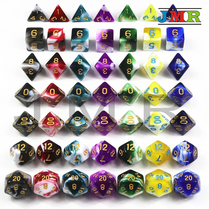 Высококачественный набор D4 D6 D8 D10 % D12 D20 многогранная игра пластиковые кости для DND