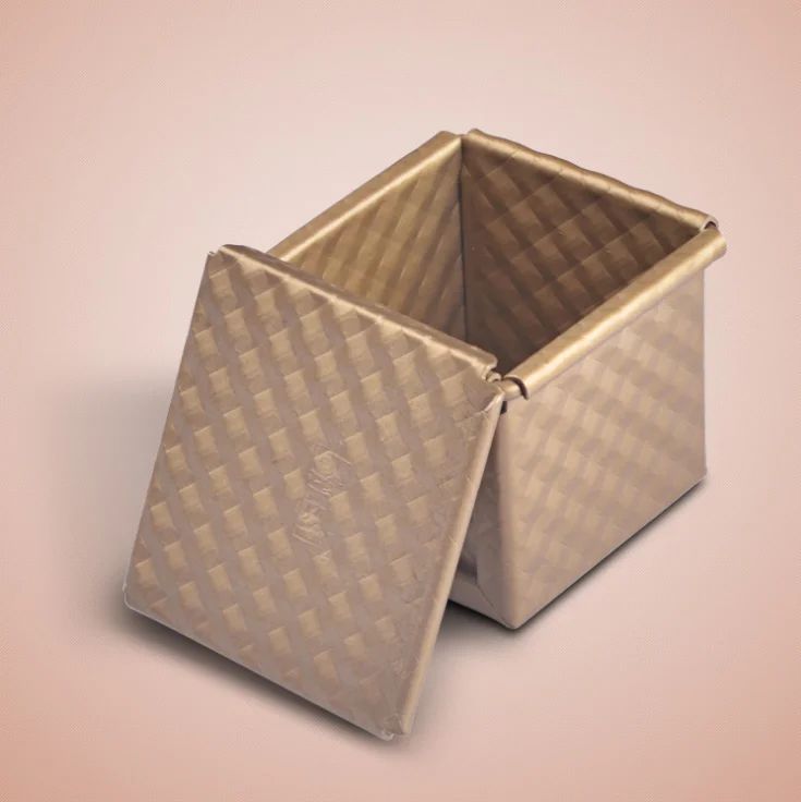 

4pcs/lot 6cm 10cm Nonstick Bakeware mini sqaure cubic toast pan with lid bread Loaf Pan With Cover