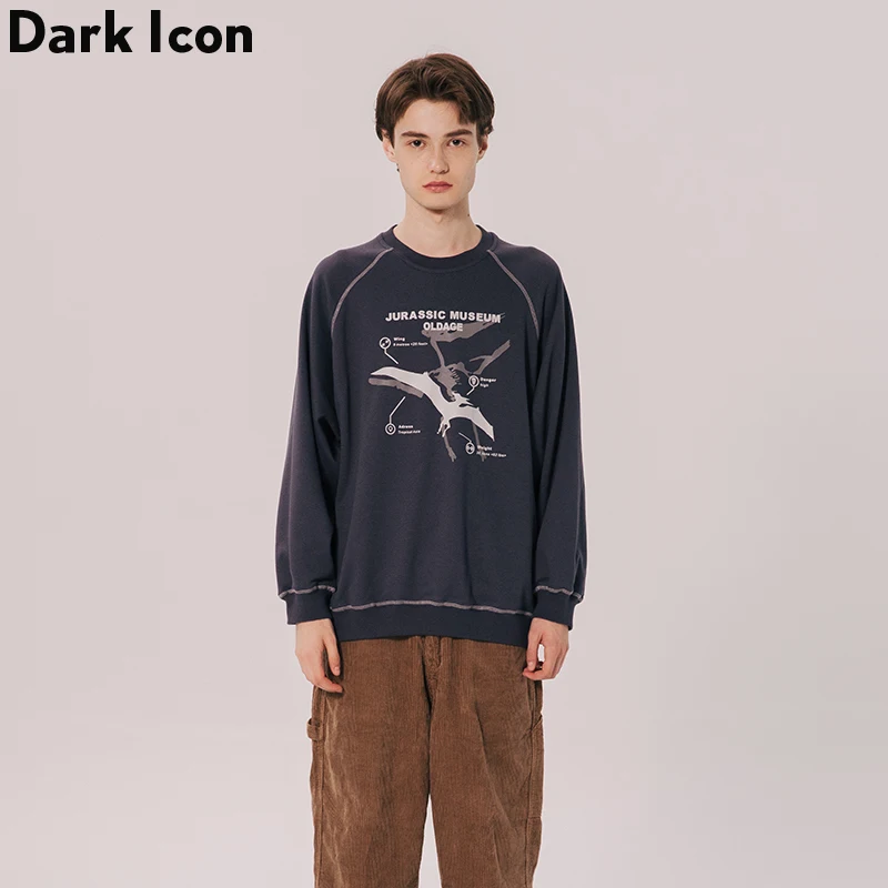 Футболка в стиле хип-хоп с темными иконами и цветными блоками осенняя уличная