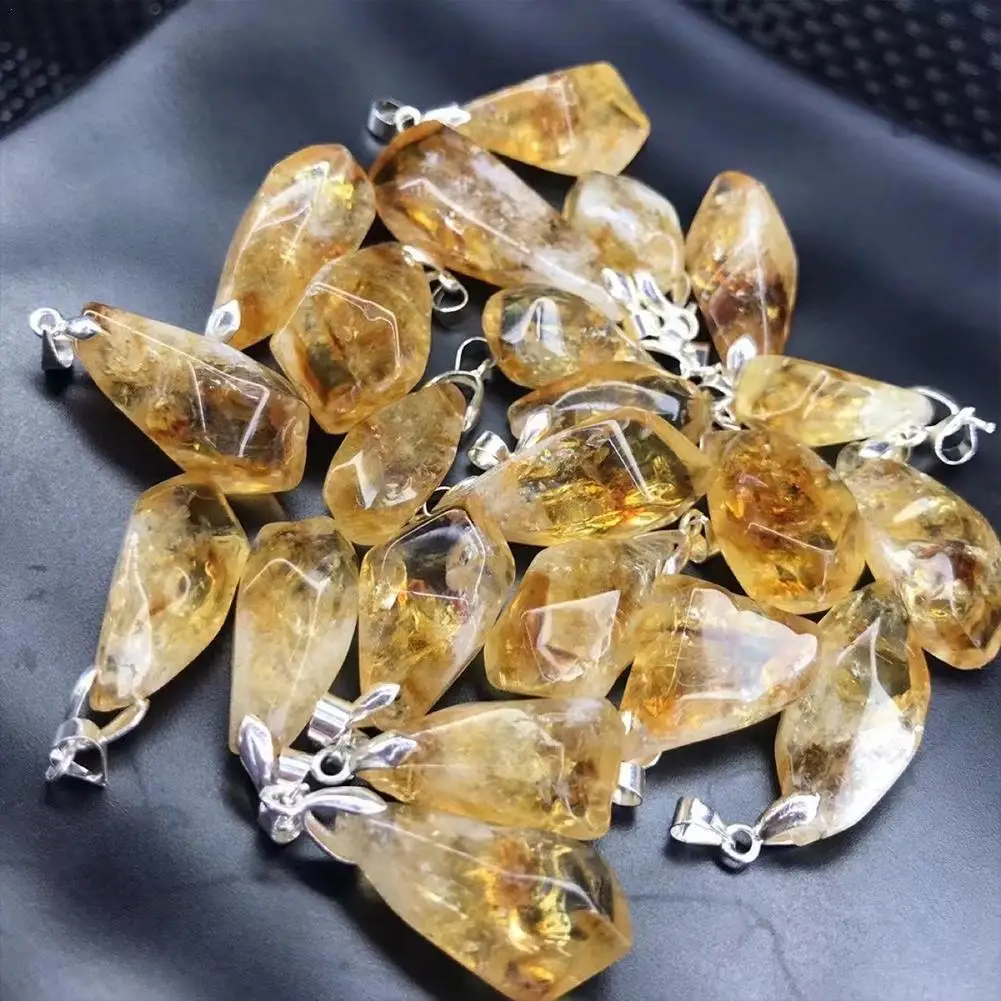 

1PC Natural Brazil Citrine Charm Pendant Healing Crystals Enegry Stone For DIY Jewelry Making Pendant Yellow Reiki Chakra Beads