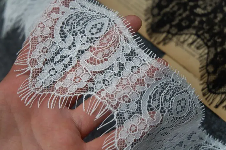 

3 м 8,5 см в ширину черный, белый цвет кружевной ткани с отделкой Свадебные украшения Швейные Аппликация ресницы кружевной лентой