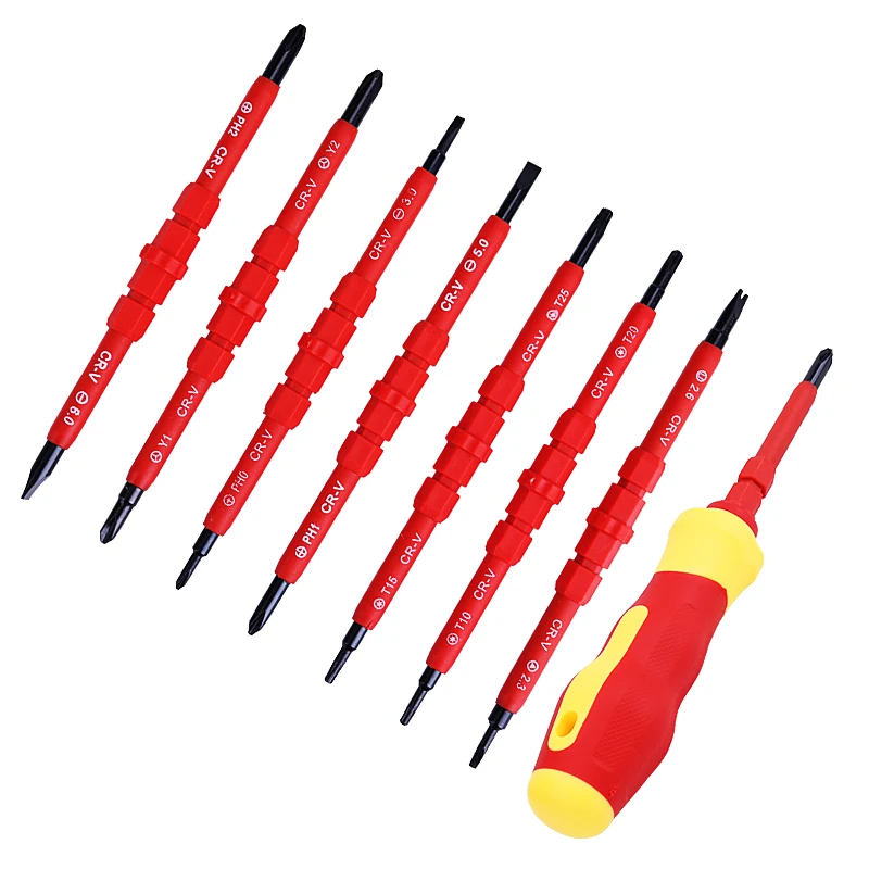 

8 In 1 Insulated Screwdriver Set Magnetic Tip Screw Driver Bit Electrician Repair Tool Kit Slotted Phillips edc Multitool Set