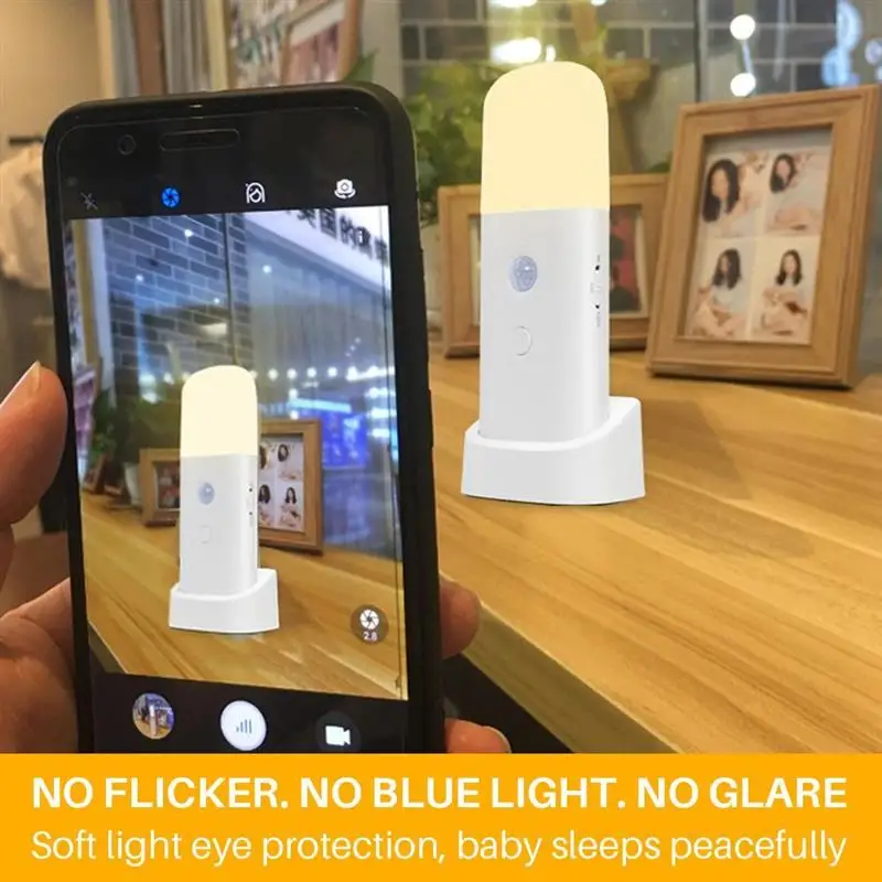 

1pcs Motion Sensor Night Light USB Charging Bedroom Bedside Lamp Human Body Induction Night Light For Kids Room Bedroom