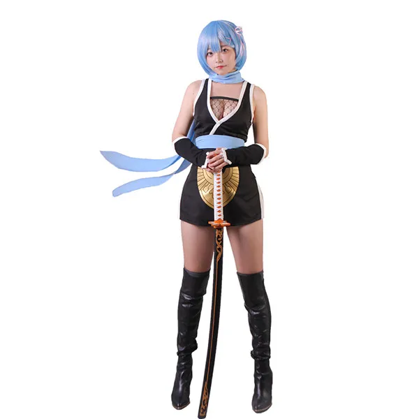 

Re:Life in a different world from zero Lahm Rem cosplay Ninja costume sexy black dress for women Halloween outfit